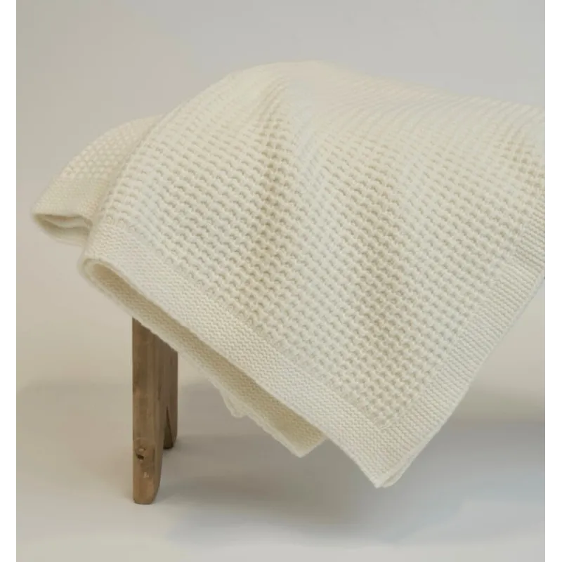 Koc z Wełny Merino 100% LANEA z piki waflowej
