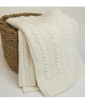 Koc z Wełny Merino 100% LANEA warkocz