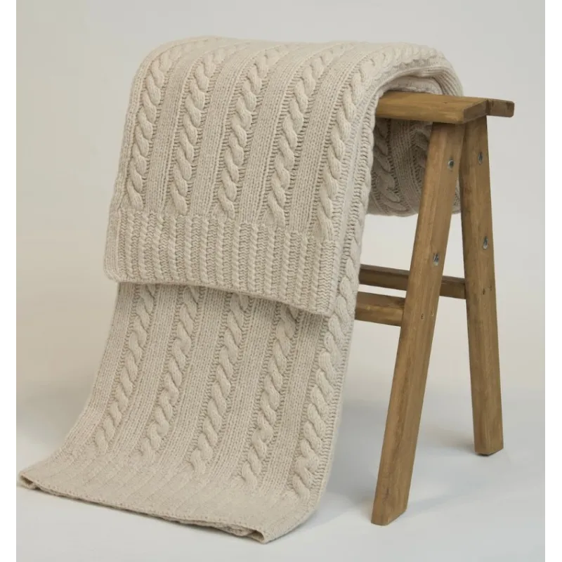Koc z Wełny Merino 100% LANEA warkocz Koc z Wełny Merino 100% LANEA warkocz