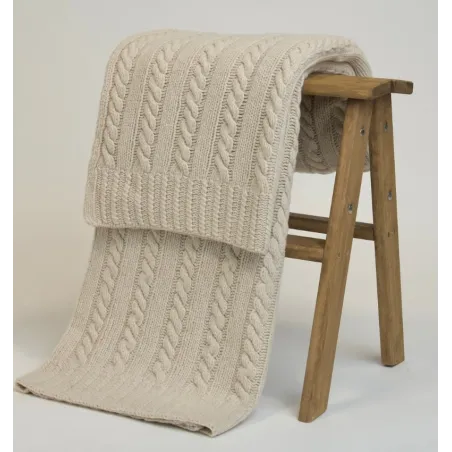 Koc z Wełny Merino 100% LANEA warkocz Koc z Wełny Merino 100% LANEA warkocz