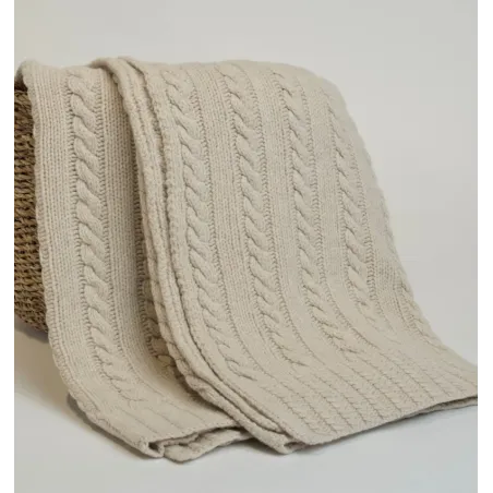 Koc z Wełny Merino 100% LANEA warkocz Koc z Wełny Merino 100% LANEA warkocz