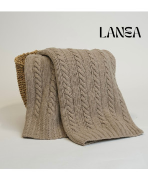 Koc z Wełny Merino 100% LANEA warkocz