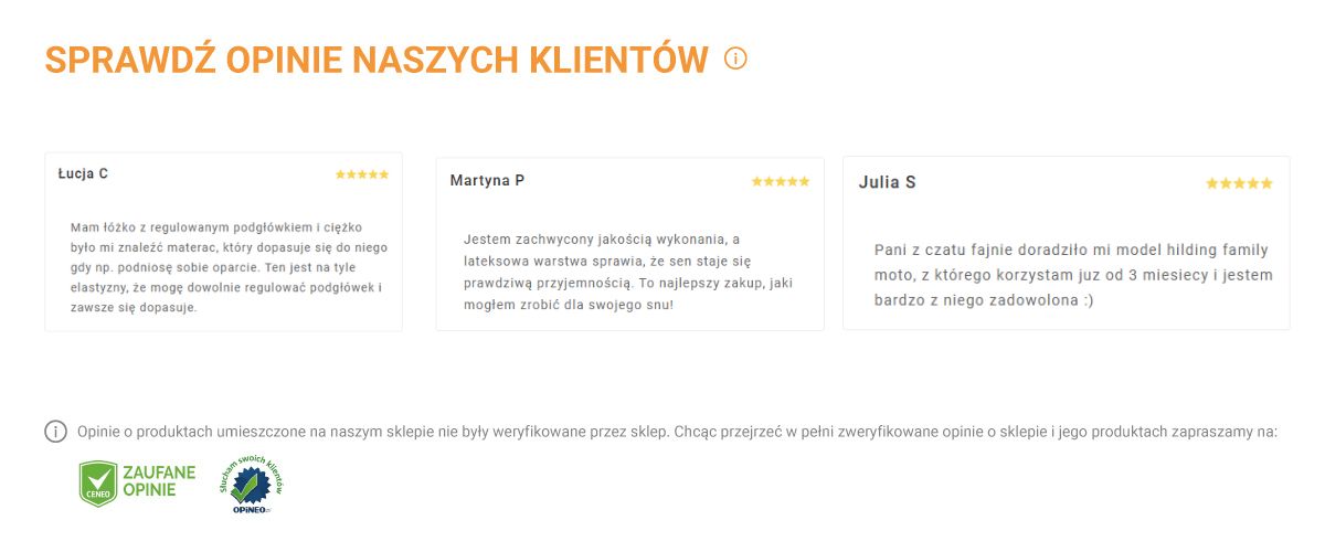 Opinie klientów | Sleepinghouse.pl
